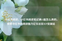 小红书阅读，小红书阅读笔记满15篇怎么弄的，探索小红书的阅读魅力亿乐社区SUP货源站