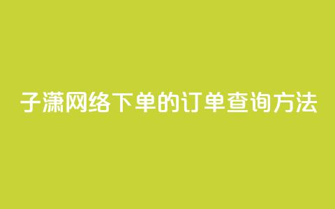子潇网络下单的订单查询方法 - 子潇网络订单查询方法详解!  第1张
