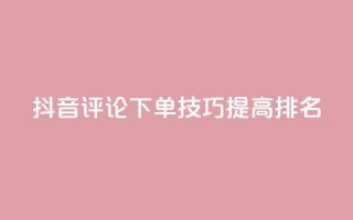 抖音评论下单技巧，提高SEO排名！