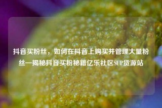抖音买粉丝，如何在抖音上购买并管理大量粉丝—揭秘抖音买粉秘籍亿乐社区SUP货源站
