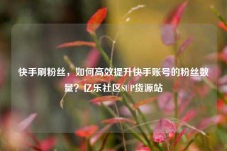 快手刷粉丝，如何高效提升快手账号的粉丝数量？亿乐社区SUP货源站