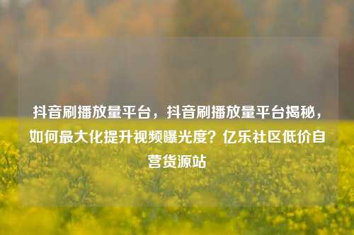 抖音刷播放量平台，抖音刷播放量平台揭秘，如何最大化提升视频曝光度？亿乐社区低价自营货源站  第1张