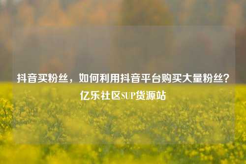 抖音买粉丝，如何利用抖音平台购买大量粉丝？亿乐社区SUP货源站  第1张